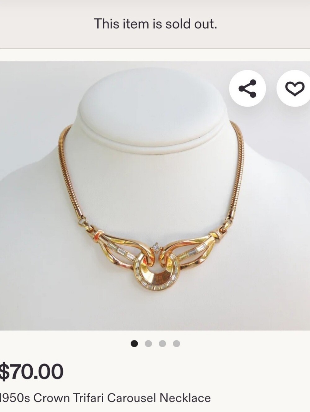 1950s Crown Trifari Alfred Phillipe Carousel Choker Necklace - Picture 6 of 7